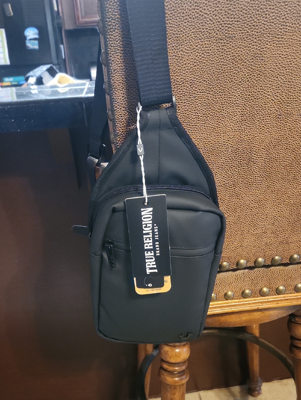 True Religion Black Men's Sling Belt Bag